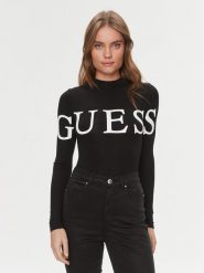Guess Body Giulia V4RP09 K68D2 Czarny Slim Fit. Czarne bluzki damskie Guess, l, z aplikacjami, z wiskozy, bez kołnierzyka, bez ramiączek. Za 129.99 zł.