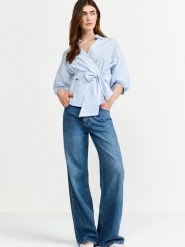 Rich & Royal Bluzka damska Kobiety Bawełna niebieski|biały w paski, 42. Białe bluzki damskie Rich & Royal, z aplikacjami, z bawełny, klasyczne, bez kołnierzyka, bez ramiączek. Za 699.95 zł.