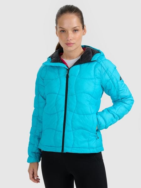 4F Kurtka puchowa z wypełnieniem Primaloft Silver damska - turkusowa XXL. Niebieskie kurtki damskie 4f, s, bez wzorów, z puchu, bez kaptura. Za 399.99 zł.