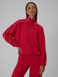 4F Bluza dresowa loose bez kaptura damska - czerwona M. Czerwone bluzy sportowe damskie 4f, l, bez wzorów, z dresówki, sportowe. Za 179.99 zł.
