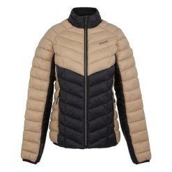 Kurtka puchowa damska Regatta Dalent. Brązowe kurtki sportowe damskie Regatta, bez wzorów, z puchu, bez kaptura, trekkingowe. Za 219.99 zł.