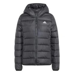 Kurtka Kobieta Adidas Essentials czarny. Brązowe kurtki sportowe damskie Adidas, bez wzorów, bez kaptura, do piłki nożnej. W wyprzedaży za 426.55 zł.