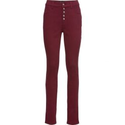 Spodnie "push up" z wysoką talią bonprix czerwony rubinowy. Spodnie materiałowe damskie marki DOMYOS. Za 49.99 zł.