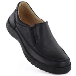 Skórzane półbuty męskie komfortowe czarne Helios 835K. Czarne półbuty na co dzień męskie Helios, ze skóry, bez zapięcia. Za 319.99 zł.