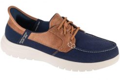Buty do chodzenia damskie, Slip-Ins: On-The-Go Flex - Palmilla. Niebieskie obuwie sportowe damskie Skechers, bez wzorów, z materiału, trekkingowe. Za 299.99 zł.