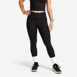 Legginsy sportowe damskie Domyos wysoki stan. Czarne legginsy sportowe damskie DOMYOS, l, bez wzorów, z lycry, z podwyższonym stanem, długie, na fitness i siłownię. Za 119.99 zł.