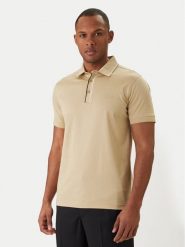 KARL LAGERFELD Polo 745002 562200 Beżowy Regular Fit. Brązowe koszulki polo męskie KARL LAGERFELD, l, bez wzorów, z bawełny, bez ramiączek. Za 589.99 zł.