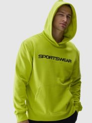4F Bluza dresowa nierozpinana z kapturem męska - zielona XL. Zielone bluzy męskie 4f, m, bez wzorów, z bawełny, z kapturem. W wyprzedaży za 99.99 zł.