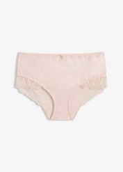 Figi maxi panty z miękkiej mikrofibry. Czerwone figi damskie bonprix, bez wzorów, z koronki. Za 42.99 zł.