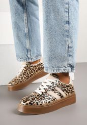 Panterkowe Sneakersy w Stylu Tenisówek z Geometrycznym Wzorem Avelresil. Obuwie sportowe damskie Born2be, bez wzorów, z jeansu, tenisowe. Za 89.99 zł.