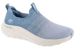 Buty sportowe damskie, Arch Fit 2.0. Niebieskie obuwie sportowe damskie Skechers, bez wzorów, z materiału, trekkingowe. Za 299.99 zł.