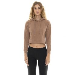Bluza miękki z kaptur na co dzień na siłownię. Brązowe bluzy damskie LEONE 1947 APPAREL, bez wzorów, z bawełny, bez kaptura. W wyprzedaży za 151.56 zł.