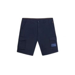 Szorty bermudzkie Napapijri N-Horton. Niebieskie szorty męskie Napapijri, na lato, s, z aplikacjami, z bawełny. Za 399.85 zł.