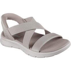 Sandały damskie Skechers Go Walk Flex Sandal Glimmer. Brązowe sandały damskie Skechers, bez wzorów, z materiału, bez obcasa, bez zapięcia. Za 319.99 zł.