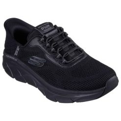 Buty sportowe Sneakersy męskie, Slip-ins: D'Lux Walker 2.0 - Rezinate. Czarne buty sportowe męskie Skechers, z materiału, bez zapięcia, trekkingowe. Za 449.99 zł.