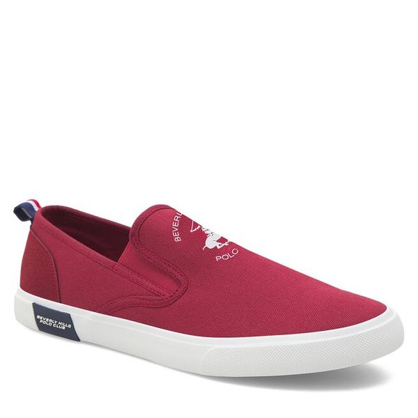 Tenisówki Beverly Hills Polo Club. Czerwone półbuty na co dzień męskie Beverly Hills Polo Club, bez wzorów, bez zapięcia. Za 129.99 zł.