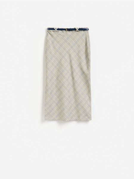 Spódnica midi z paskiem - wielobarwny. Spódnice damskie Reserved, l, bez wzorów, z tkaniny, midi, ołówkowe. Za 159.99 zł.