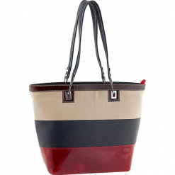 Skórzany shopper bag w kolorze beżowo-granatowo-czerwonym - 40 x 30 x 15 cm. Brązowe torebki shopper damskie marki Classe Regina, ze skóry. W wyprzedaży za 318.95 zł.