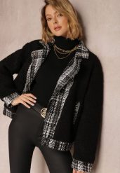 Czarna Kurtka Oversize z Futerka Baranek Lesova. Czarne kurtki damskie Renee, m, bez wzorów, bez kaptura. Za 369.99 zł.
