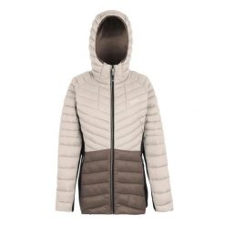 Damska kurtka z kapturem Regatta Leedre. Brązowe kurtki sportowe damskie Regatta, bez wzorów, z puchu, z kapturem, trekkingowe. Za 259.99 zł.