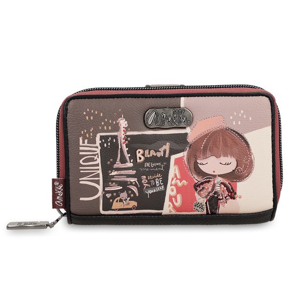 Brązowy Modny Damski Portfel Anekke Mademoiselle. Brązowe portfele damskie Anekke, bez wzorów, z materiału, eleganckie, bez dodatków. Za 199.00 zł.