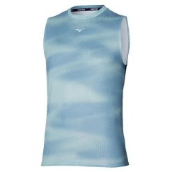 Tank top Mizuno Core Graphic. Niebieskie t-shirty męskie Mizuno, bez wzorów, sportowe, bez kołnierzyka. Za 82.99 zł.