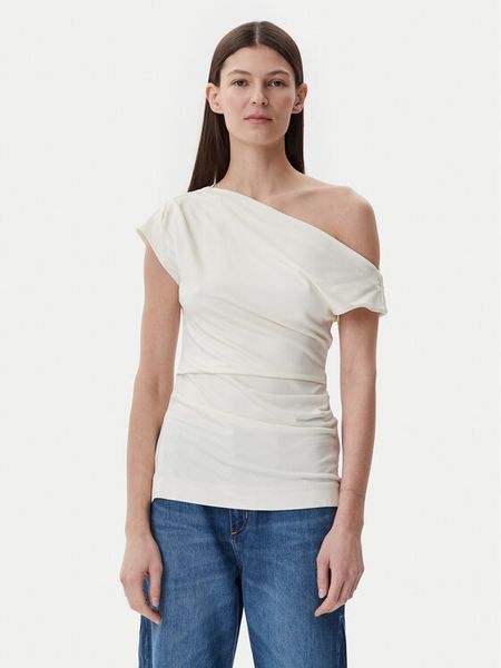 BOSS Bluzka Etrima2 50540862 Beżowy Slim Fit. Brązowe bluzki damskie Boss, s, bez wzorów, z wiskozy, bez kołnierzyka, bez ramiączek. Za 299.99 zł.