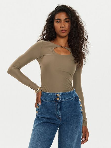 Guess Bluzka W4BP09 KCDE0 Brązowy Slim Fit. Brązowe bluzki damskie Guess, xl, z aplikacjami, z wiskozy, bez kołnierzyka, bez ramiączek. Za 179.99 zł.