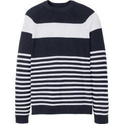 Sweter w paski bonprix ciemnoniebiesko-biały w paski. Swetry przez głowę męskie marki bonprix. Za 69.99 zł.