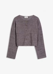 Kardigan z cienkiej prążkowanej dzianiny. Brązowe kardigany damskie bonprix, bez wzorów, z dzianiny. Za 82.99 zł.