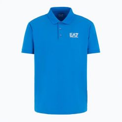 Koszulka męska EA7 Emporio Armani Train Visibility Polo. Niebieskie koszulki polo męskie EA7 Emporio Armani, m, bez wzorów, z bawełny, eleganckie, bez ramiączek. Za 189.99 zł.