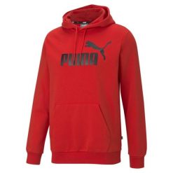 Męska bluza z kapturem z dużym logo Essentials PUMA High Risk Red. Białe bluzy męskie Puma, m, bez wzorów, z kapturem. Za 218.20 zł.