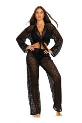 Komplet strój plażowy damski z siateczki koronkowy Self Lili. Czarne kostiumy jednoczęściowe damskie SELF HEAT, l, bez wzorów, z koronki, eleganckie. Za 200.99 zł.