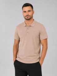 KOSZULKA MĘSKA POLO 4F T-SHIRT SPORTOWY M407. Brązowe koszulki polo męskie 4f, m, bez wzorów, z bawełny, bez kołnierzyka, bez ramiączek, na fitness i siłownię. Za 89.99 zł.