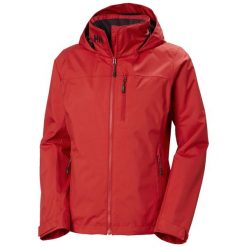 Damska średnio wodoodporna kurtka z kapturem Helly Hansen Crew 2.0. Czerwone kurtki sportowe damskie Helly Hansen, bez wzorów, z kapturem. Za 496.99 zł.