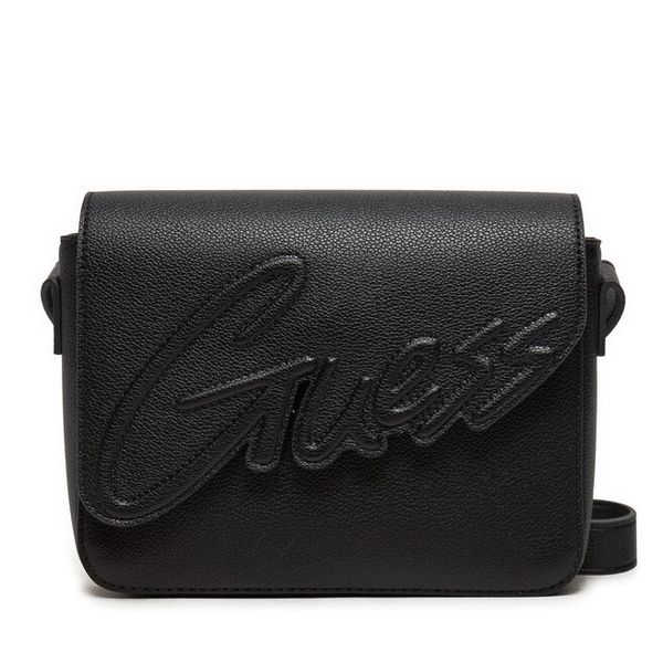 Torebka Guess. Czarne listonoszki damskie Guess, z aplikacjami, bez dodatków. Za 205.99 zł.