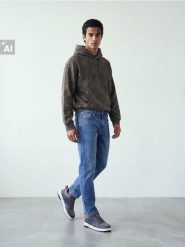 Bluza hoodie z motywem kamuflażu z bawełną - khaki. Brązowe bluzy męskie Sinsay, l, bez wzorów, z bawełny, bez kaptura. Za 79.99 zł.