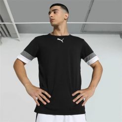 Koszulka piłkarska męska PUMA teamRISE Jersey. Czarne koszulki sportowe męskie Puma, m, bez wzorów, z jersey, bez kołnierzyka, bez ramiączek, do piłki nożnej. Za 98.64 zł.