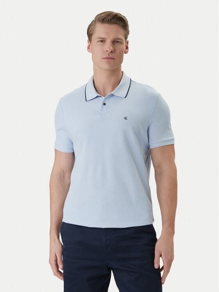 Calvin Klein Polo LV04LC239G Błękitny Regular Fit. Niebieskie koszulki polo męskie Calvin Klein, m, bez wzorów, z bawełny, bez ramiączek. Za 187.99 zł.