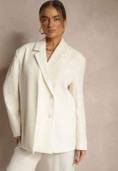 Jasnobeżowa Marynarka o Pudełkowym Kroju Usztywnionymi Ramionami Sonarieta. Brązowe żakiety damskie Renee, m, bez wzorów, eleganckie. Za 239.99 zł.
