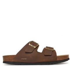 Klapki Josef Seibel. Brązowe klapki damskie Josef Seibel, bez wzorów, bez obcasa. Za 239.99 zł.