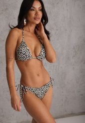 Panterkowe Bikini z Wiązaniem Biustonosz i Majtki Figi Sheira. Białe bikini damskie Renee, m, bez wzorów. Za 89.99 zł.