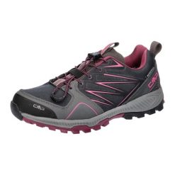 Buty trailowe damskie CMP ATIK WP przewiewne wodoodporne podeszwa Full On Grip. Czerwone obuwie sportowe damskie CMP, bez wzorów, trekkingowe. Za 449.99 zł.