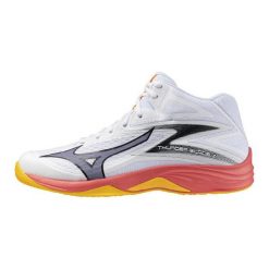 Buty halowe Mizuno Thunder Blade Z Mid. Białe buty sportowe męskie Mizuno, bez zapięcia, do piłki ręcznej. Za 366.50 zł.