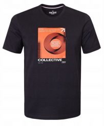 Bawełniana, Męska Koszulka (T-Shirt) - Pako Jeans - Czarna, Pomarańczowy Print. Brązowe t-shirty męskie Pako Jeans, l, bez wzorów, z bawełny, casualowe, bez kołnierzyka. Za 75.00 zł.
