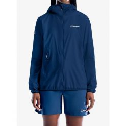 Kurtka przeciwwiatrowa damska Berghaus Pendower Wind Jkt Af. Niebieskie kurtki damskie Berghaus, bez wzorów, z softshellu, bez kaptura, trekkingowe. Za 500.49 zł.