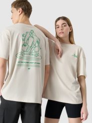 4F Koszulka kibica uniseks - biała L. Białe t-shirty męskie 4f, l, bez wzorów, z bawełny, bez kołnierzyka. W wyprzedaży za 29.99 zł.