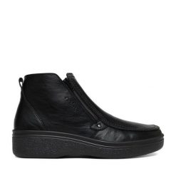 Botki Rieker. Czarne botki męskie Rieker, bez wzorów, bez zapięcia. Za 439.99 zł.