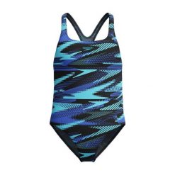 Strój kąpielowy dla dziewczynki Speedo Hyperboom Allover Medalist. Niebieskie stroje kąpielowe dla dziewczynek Speedo, bez wzorów, z materiału. Za 119.99 zł.