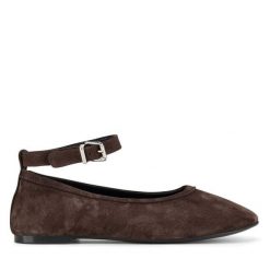 Baleriny GINO ROSSI. Brązowe baleriny damskie Gino Rossi, bez wzorów, bez obcasa. Za 299.99 zł.